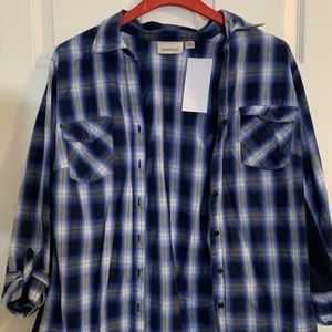 Avenue Navy Blue plaid button up
